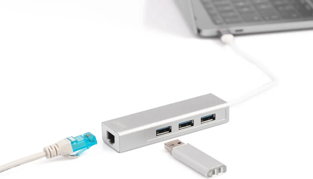 Digitus DA-70255 USB-Combi-Hub 3+1 Poorten - Netwerk - Zilver