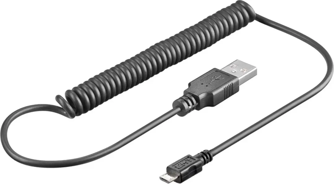 Goobay USB Micro-B naar USB-A Spiraalkabel 1m