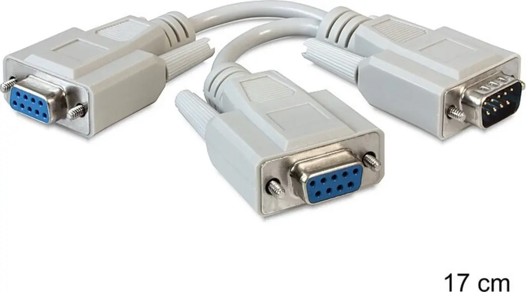 Delock Adapter Sub-D9 Stecker - 2x Buchse 17cm - Beige