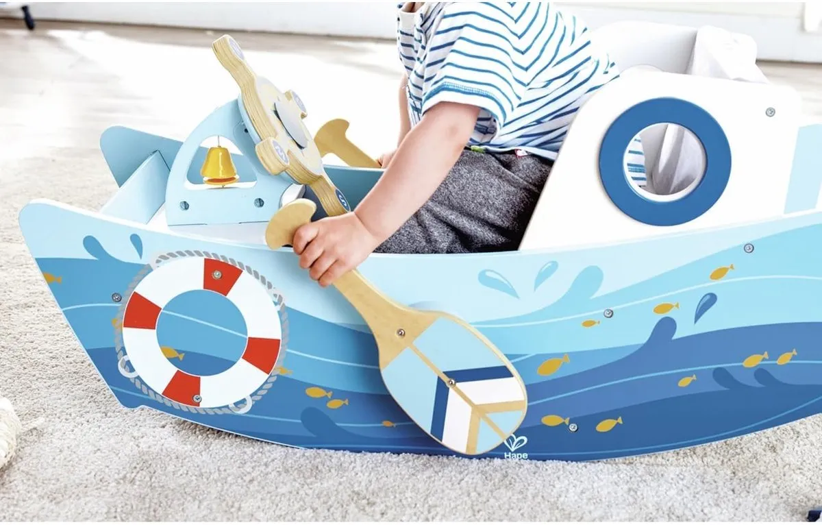 Hape Kapiteinsboot E1214 Schommelboot - Multicolor - afbeelding 6 van 6