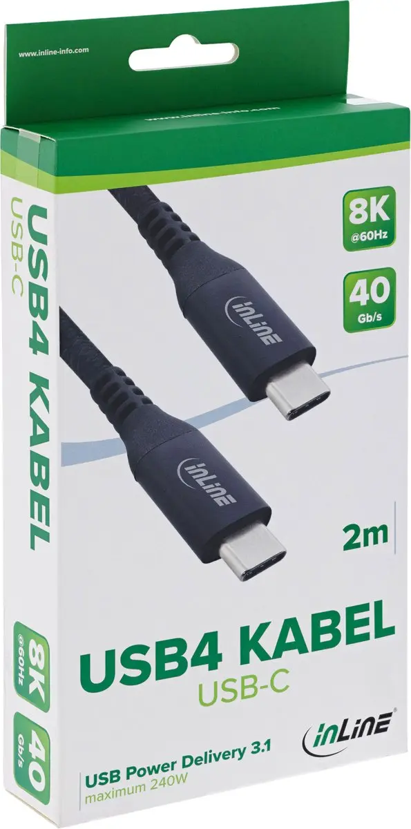 InLine USB4 USB-C Kabel 8K60Hz 2m - Zwart