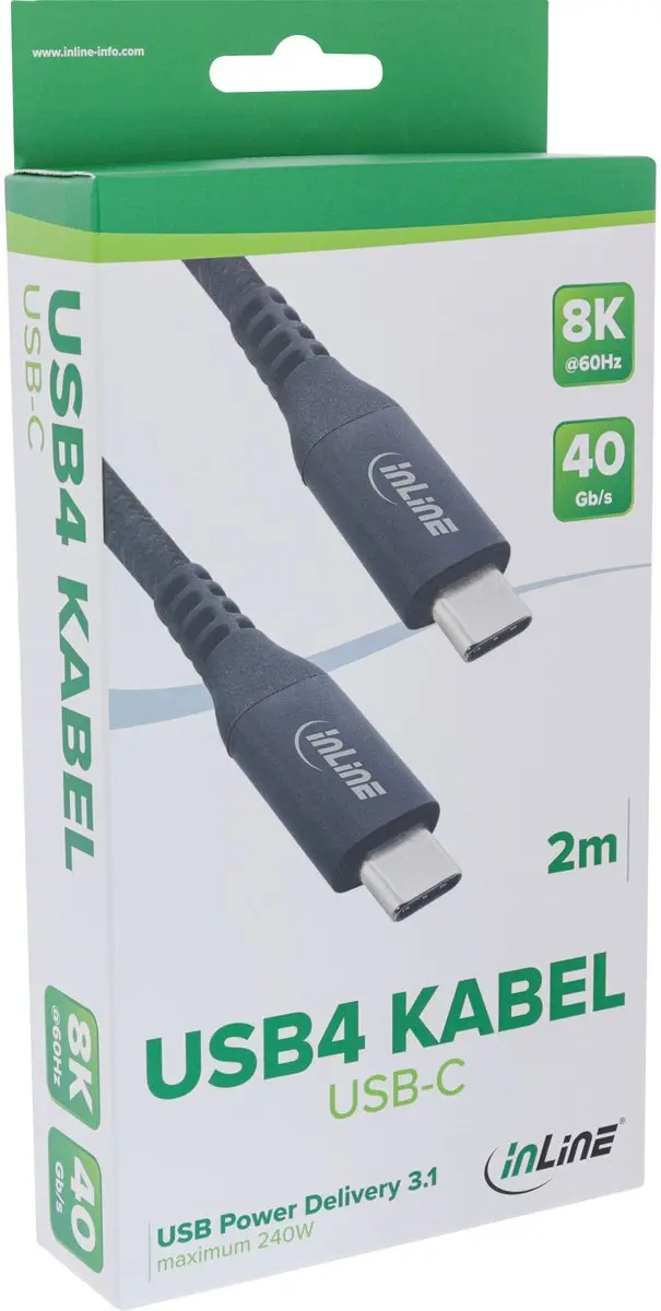 InLine USB4 USB-C Kabel 8K60Hz 2m - Zwart