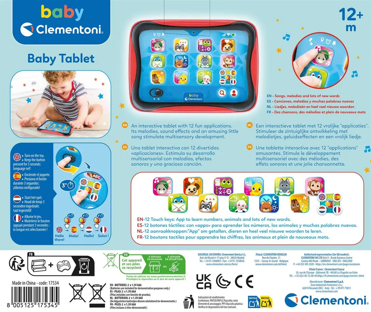 Clementoni Baby Sprekende Tablet - Multikleur - afbeelding 6 van 6