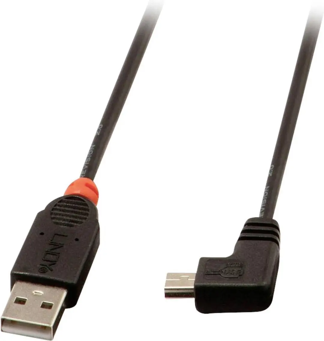 Lindy USB 2.0 Kabel A/Mini-B 90° 2m - Zwart