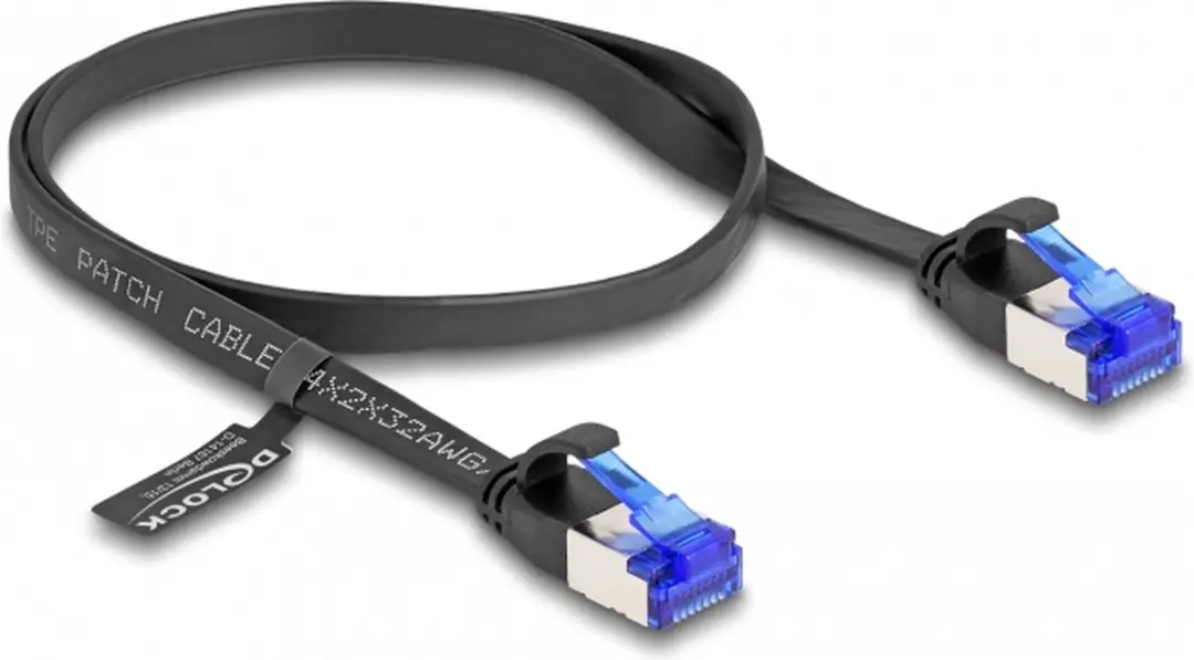 Delock RJ45 Flat Patchkabel Cat.6A 0,5m - Zwart
