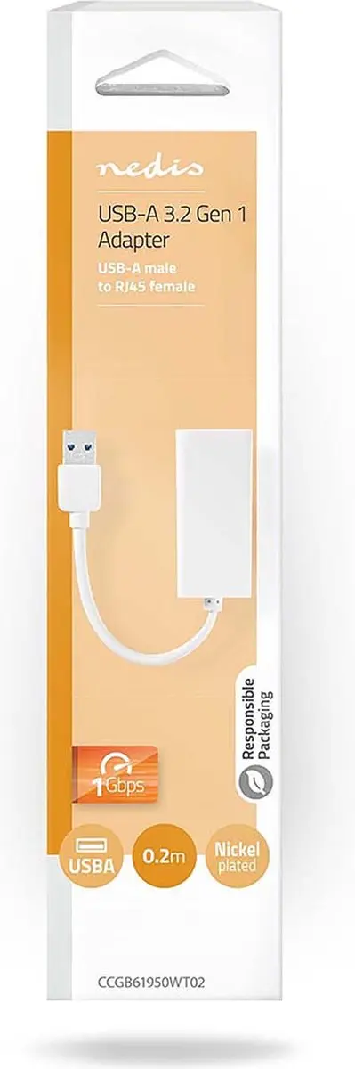 Nedis USB 3.2 Gen 1 Netwerkadapter 1 Gbps RJ45 - 20cm Wit