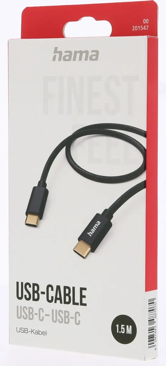 Hama USB-C naar USB-C Oplaadkabel 3A 150cm - Zwart