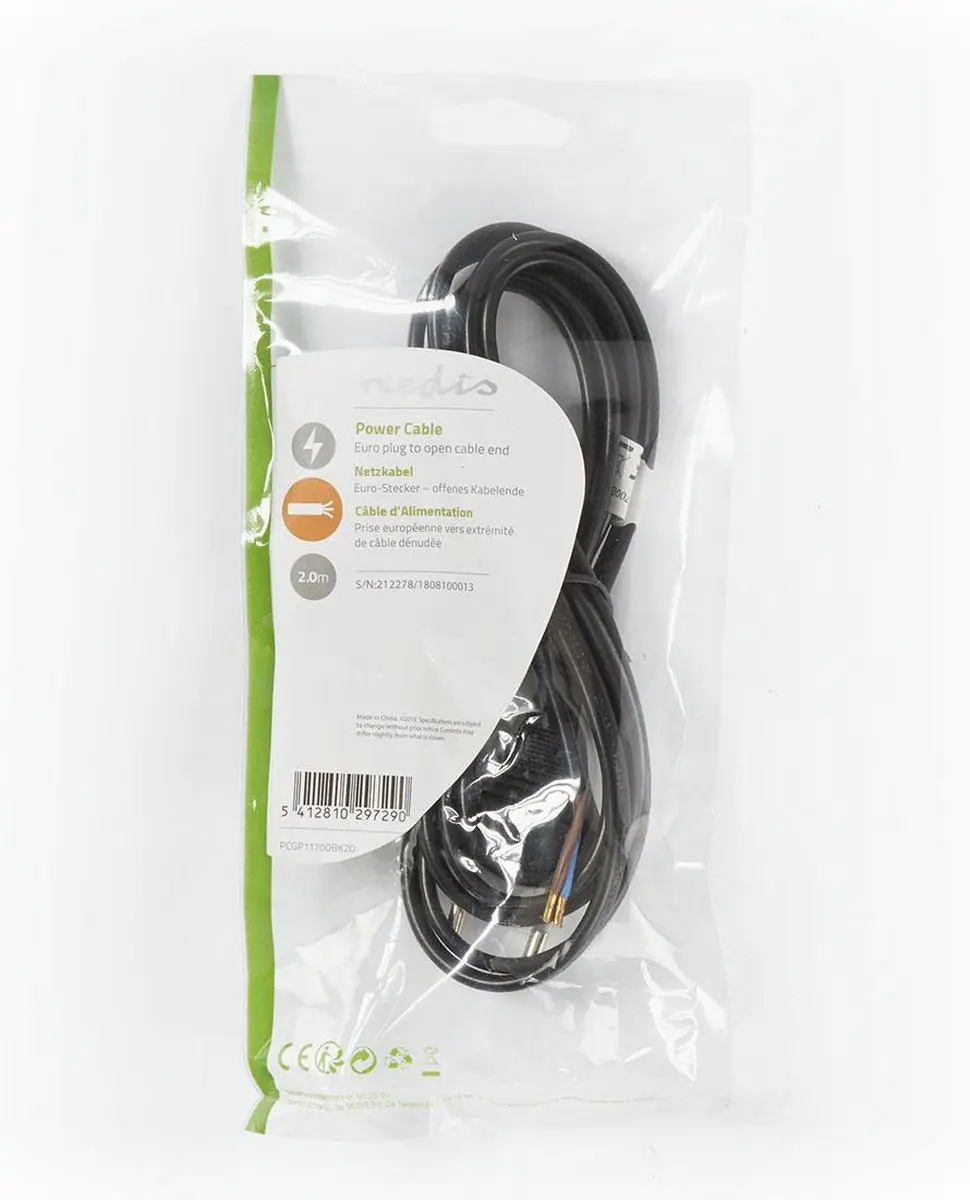 Nedis Stroomkabel PCGP11700BK20 - 2m - Zwart