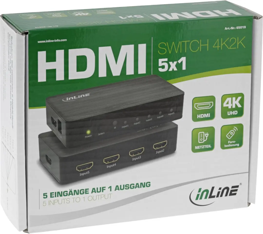 InLine HDMI 5-Poorts Switch 4K2K@60Hz - HDCP 2.2 - Zwart