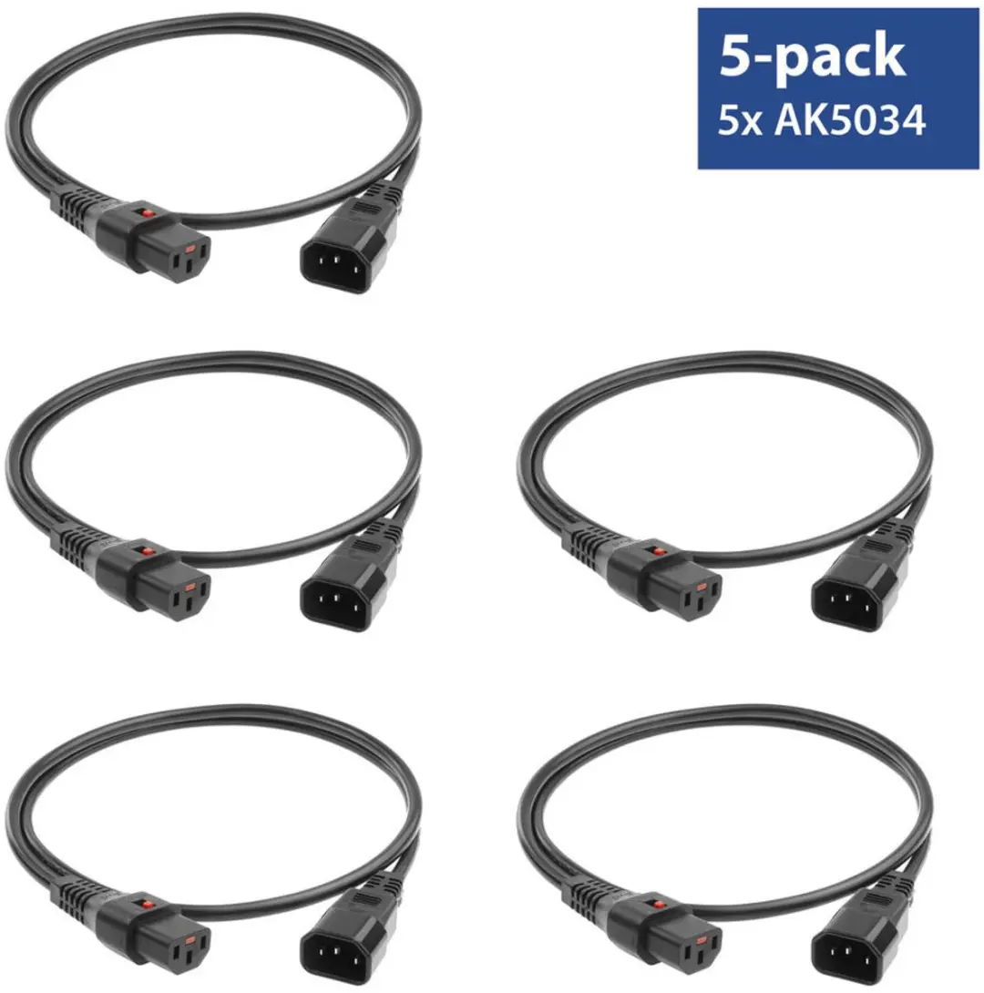 ACT PC1021 IEC Lock Netsnoer C13-C14 - 2m - 5 Stuks - afbeelding 6 van 6