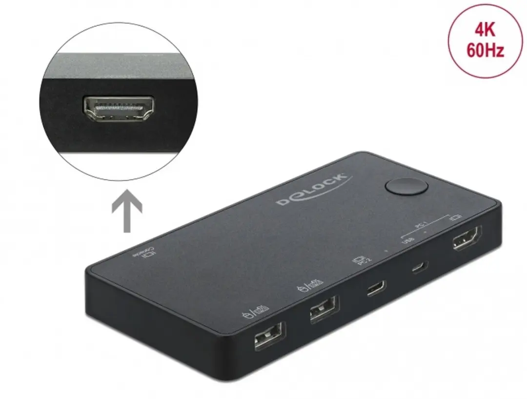 Delock HDMI USB-C KVM Switch 4K 60Hz