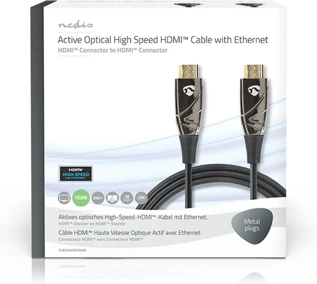Nedis HDMI-Kabel CVBG3400BK2000 Actief 4K60Hz 18Gbps 200m - Zwart