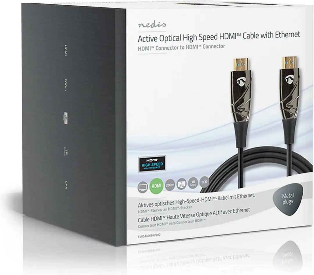 Nedis HDMI-Kabel CVBG3400BK2000 Actief 4K60Hz 18Gbps 200m - Zwart