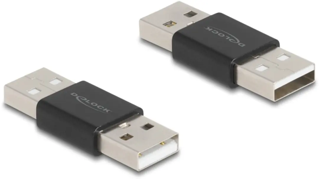 Delock USB 2.0 Type-A Male-naar-Male Adapter - Zwart