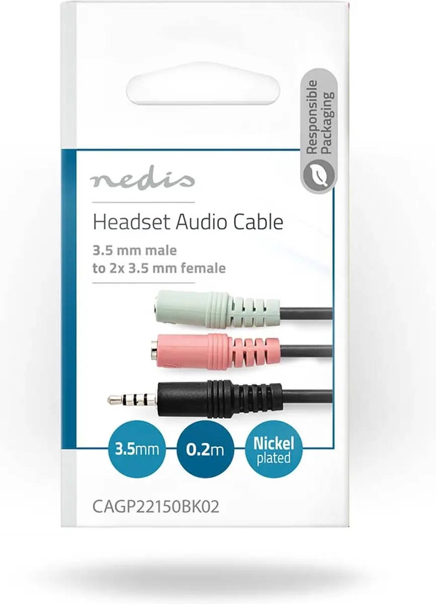 Nedis Stereo-Audiokabel 3,5mm 2x Female - 0,20m - Zwart