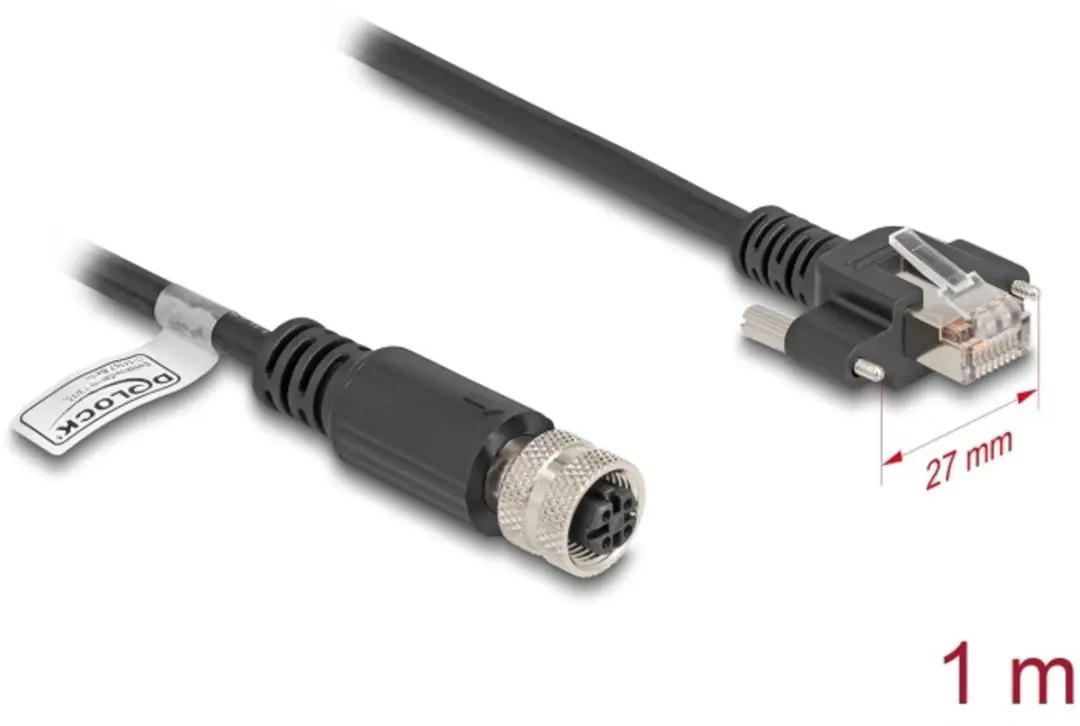 Delock M12 D-coded Kabel Cat.5e FTP 4-pin Vrouwelijk naar RJ45