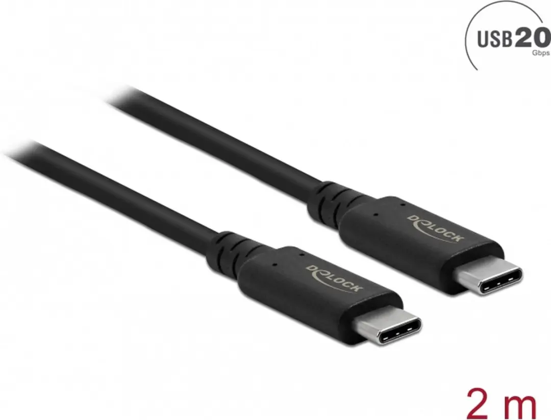 Delock USB4 USB-C Kabel 2m - 20 Gbit/s PD 100W 4K60Hz - Zwart