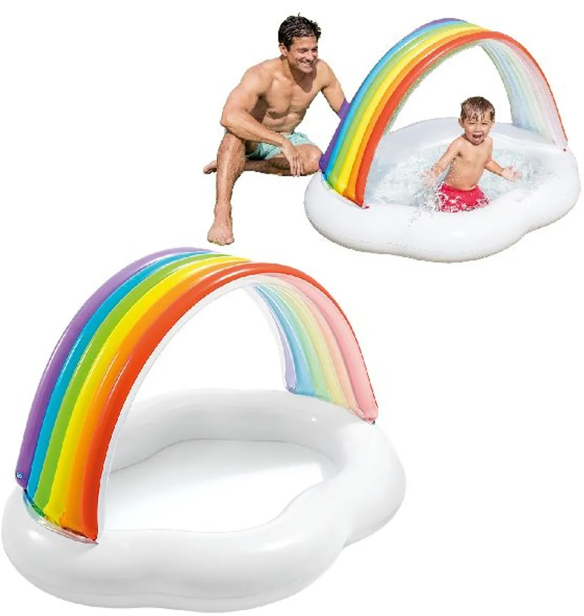 Intex Rainbow Cloud Baby Pool 57141NP - 142x119x84cm - 82L - Wit/Multicolor - afbeelding 6 van 6
