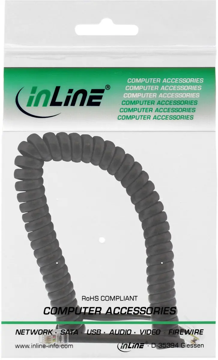 InLine Telefoon Spiraalkabel RJ10 - 2m