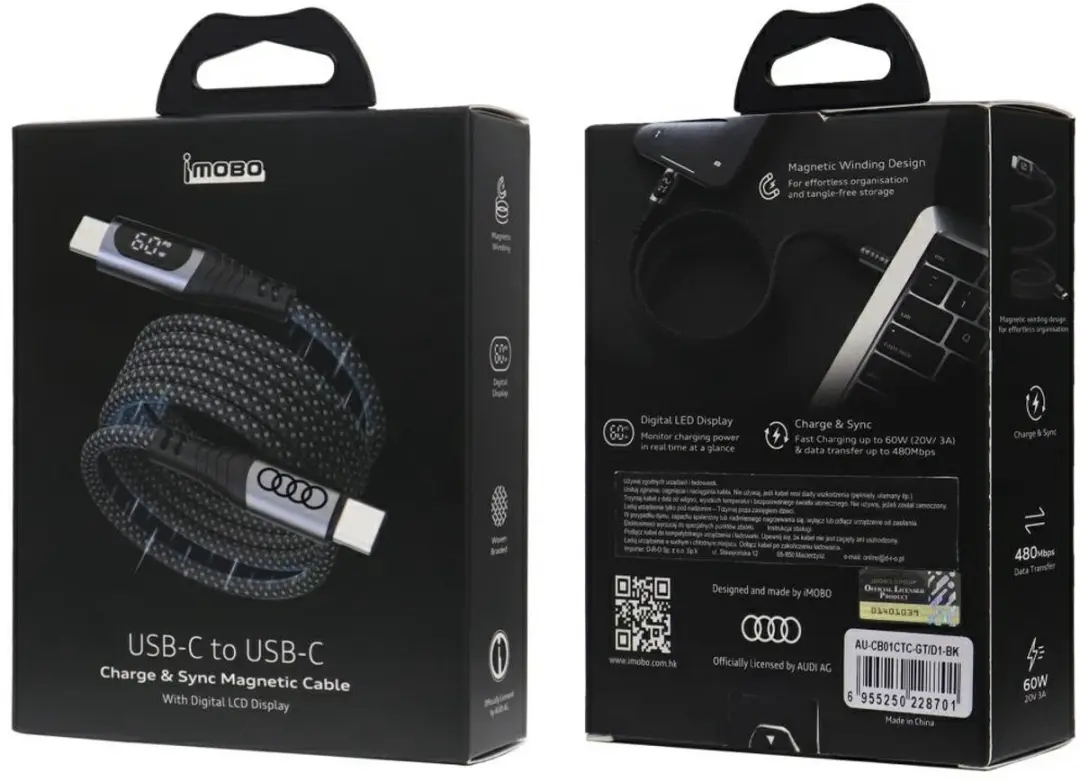 Audi USB-C Kabel 60W 20V 3A - Transparant