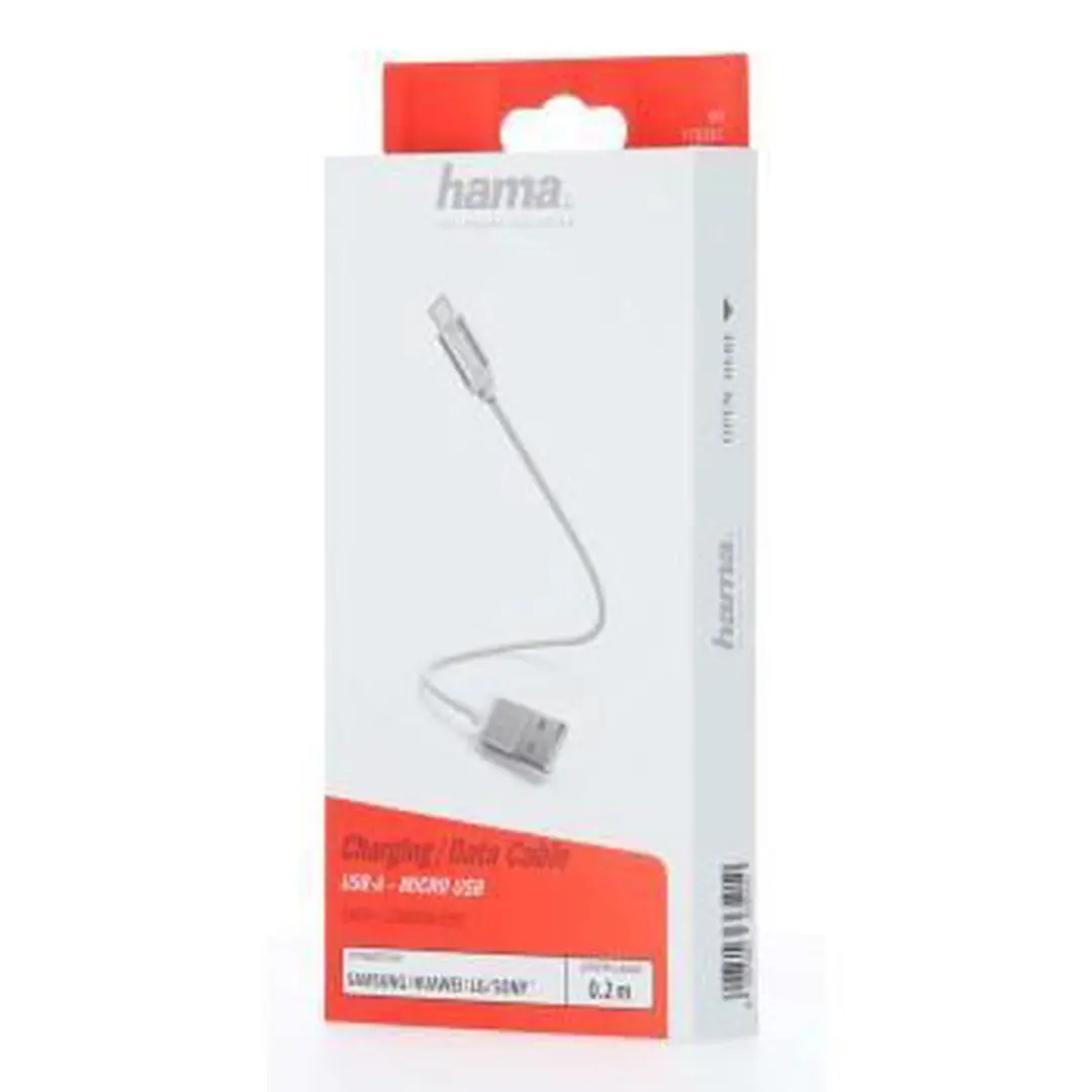 Hama Laad/Synchrokabel micro USB 0.2m wit