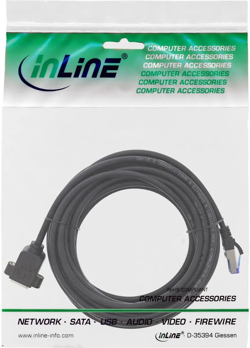 InLine S/FTP CAT6a Netwerkverlengkabel 10Gbps - 10m - LSZH - Zwart