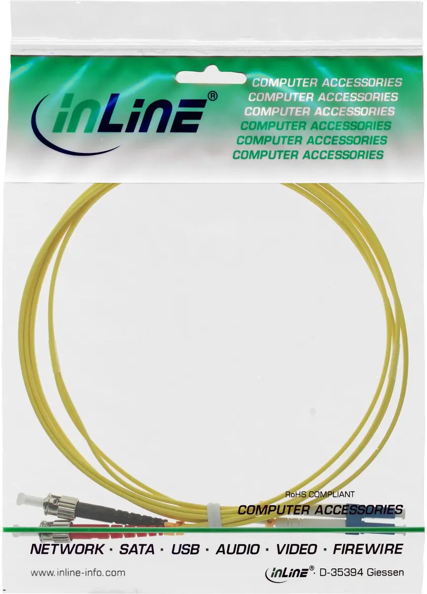 InLine LC-ST Duplex Single Mode OS2 Patchkabel - 2m - Geel