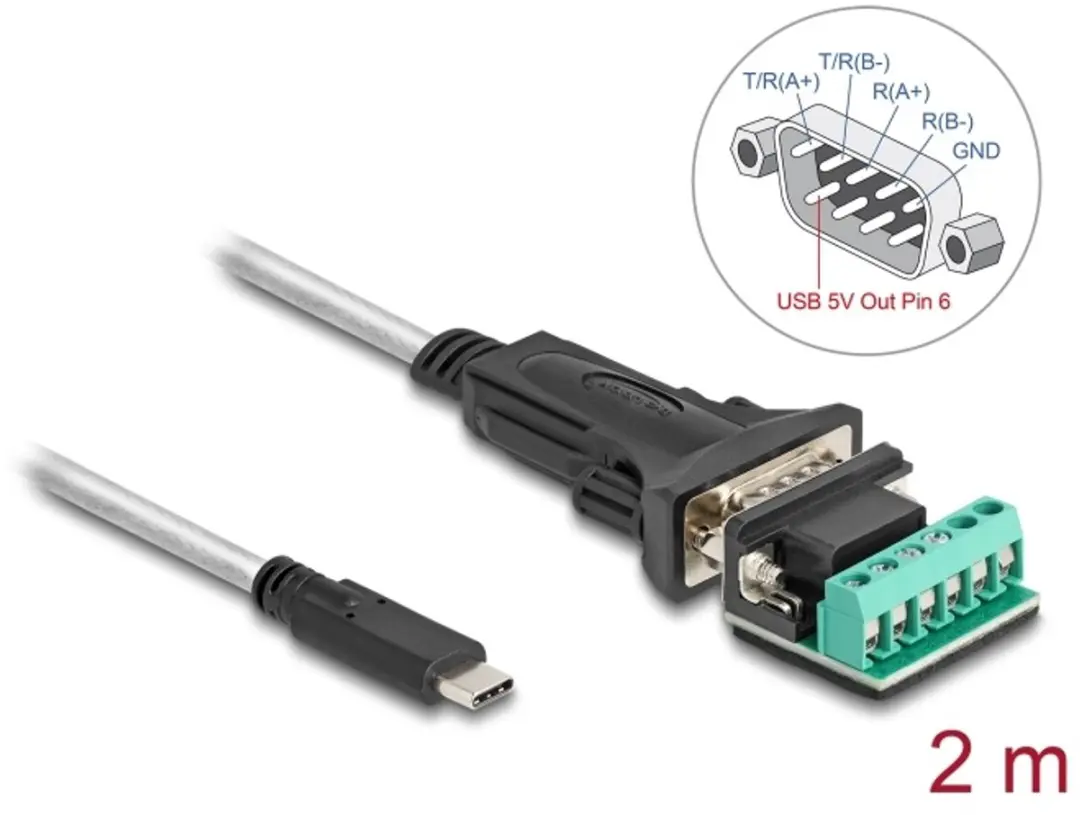 Delock USB 2.0 Type-C naar RS-422/485 Adapter