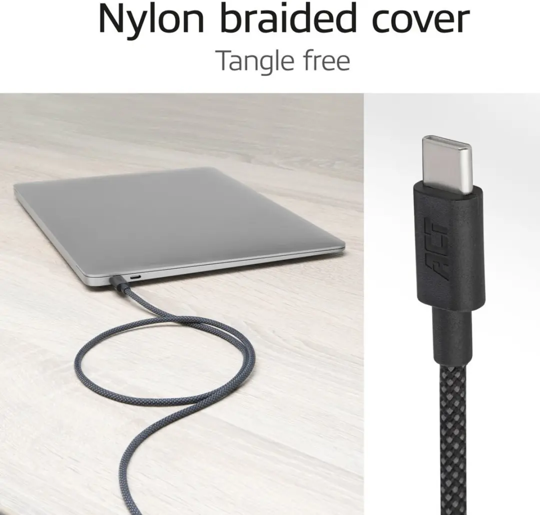 ACT AC3086 USB-C naar USB-C Kabel 240W - 1m - Zwart