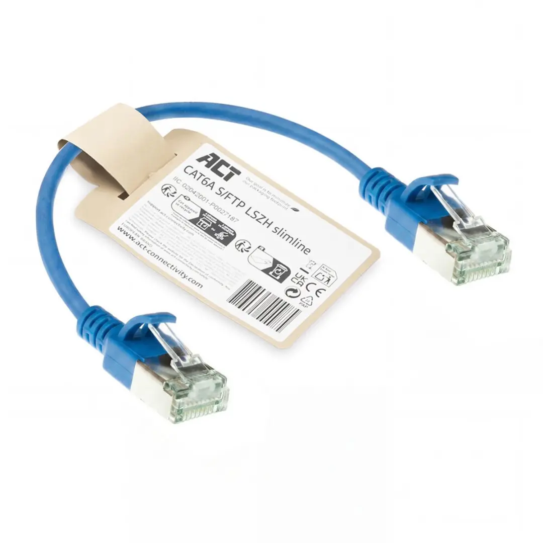 ACT DB7652 CAT6A Patchkabel 0,25m - Blauw