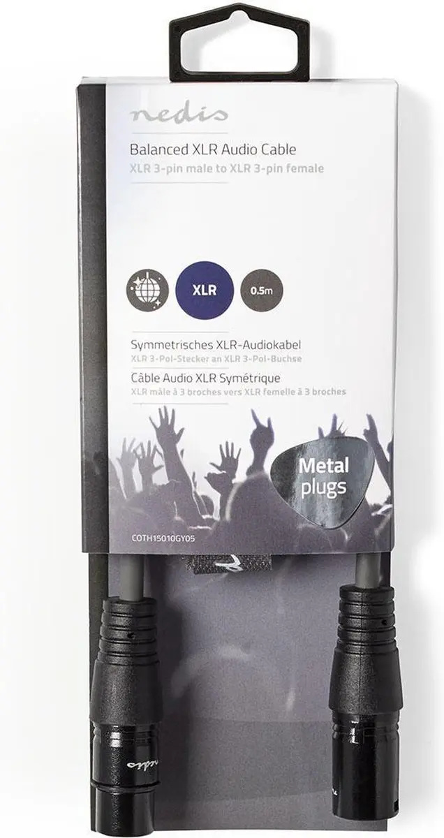 Nedis Gebalanceerde Audiokabel XLR 3-Pins 0,5m - Donkergrijs