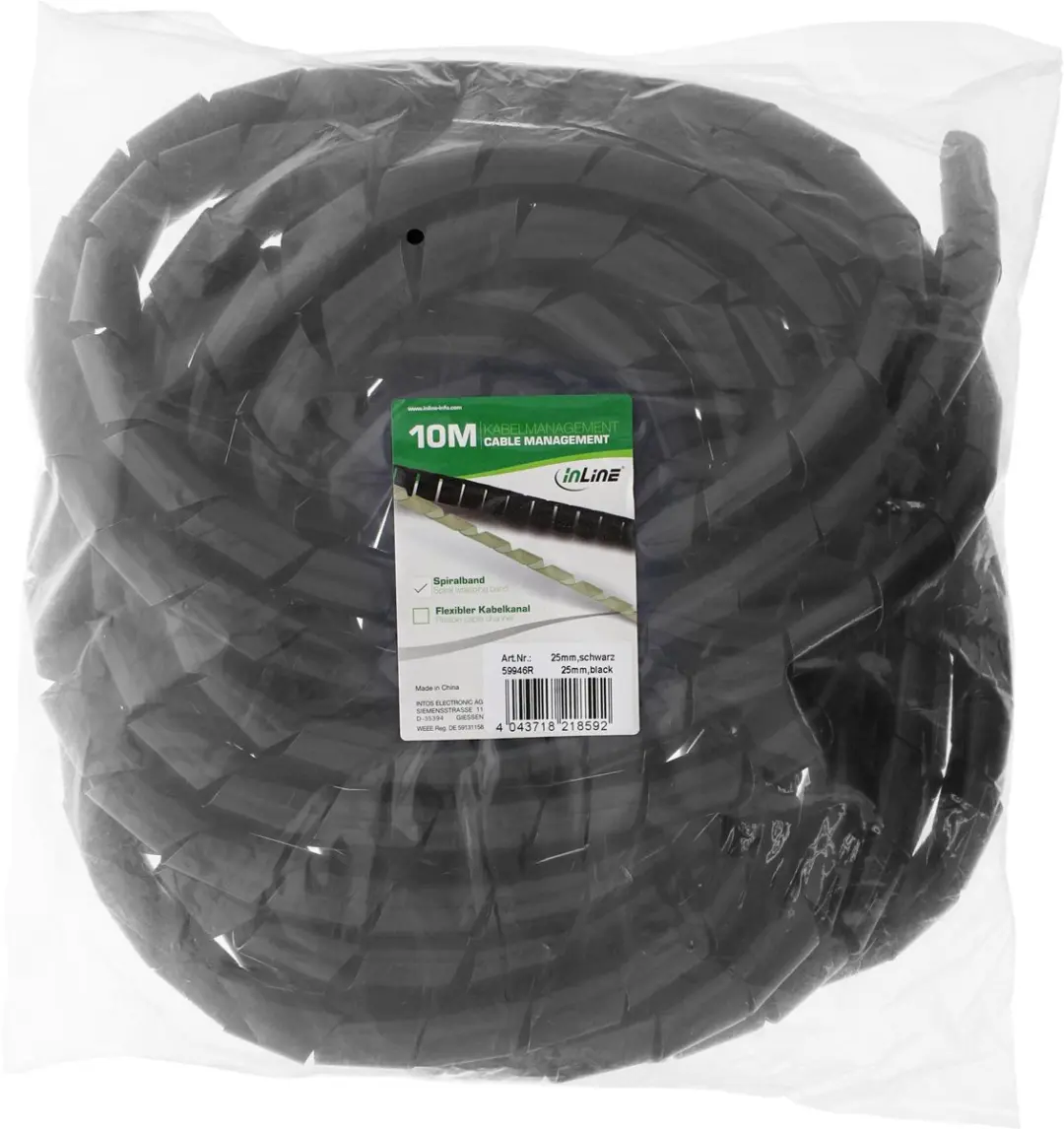 InLine Spiraalband Kabelslang 24mm - 10m - Zwart