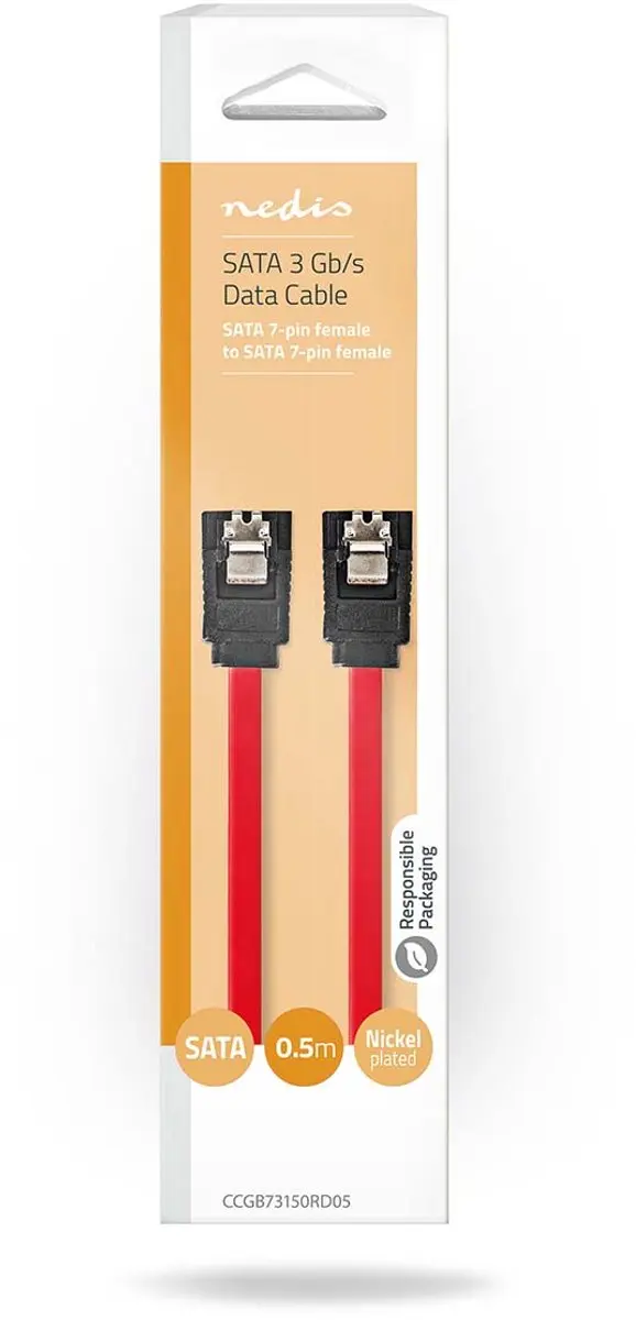 Nedis SATA Kabel CCGB73150RD05 - 3 Gbps - 0,5m - Rood