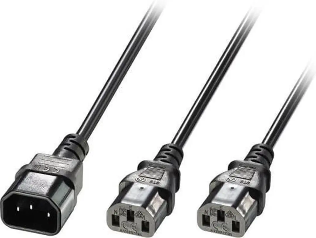 Lindy Stroom Y-kabel C14 naar 2x C13 10A - 1m - Zwart