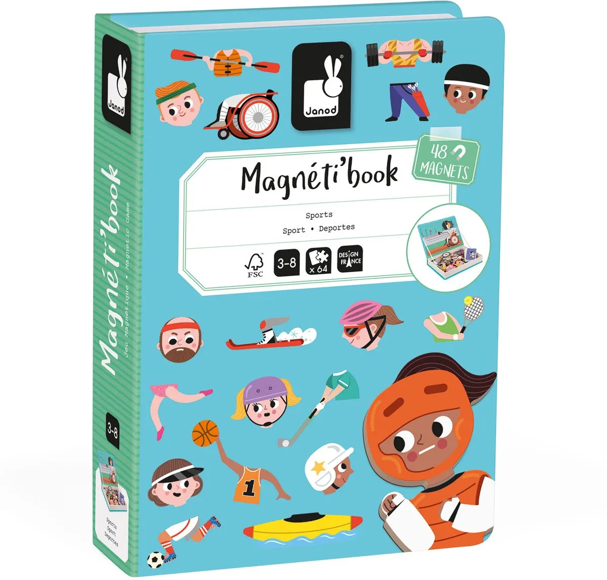 Janod Magnetibook Sporten J02596 - 48 Magneten & 16 Kaarten