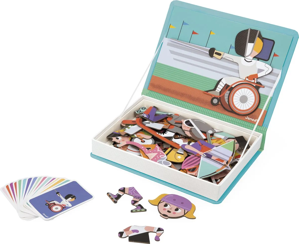 Janod Magnetibook Sporten J02596 - 48 Magneten & 16 Kaarten