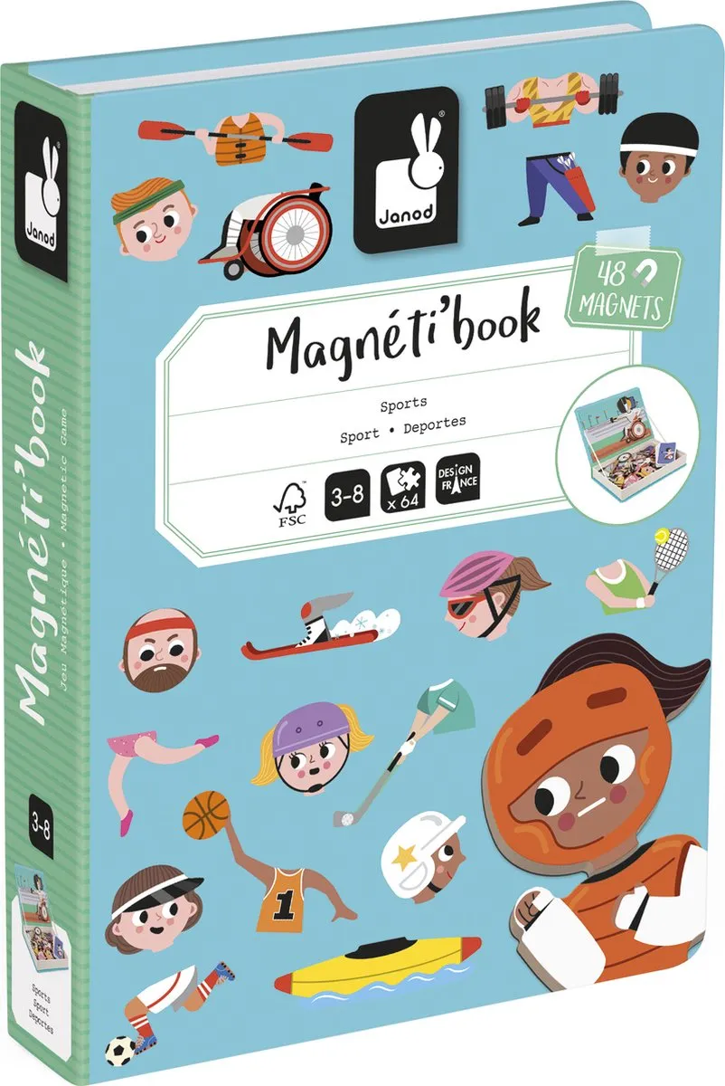 Janod Magnetibook Sporten J02596 - 48 Magneten & 16 Kaarten