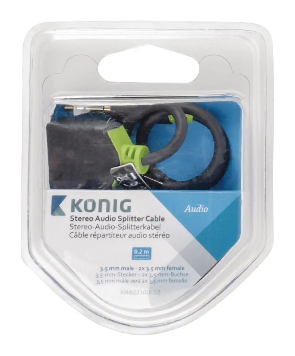 Konig 3,5mm Jack Stereo Audio Splitter KNA22100E02 - 0,20m - Zwart