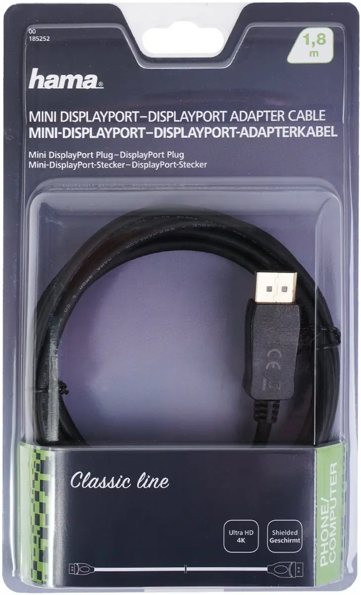 Hama Mini DisplayPort naar DisplayPort Adapterkabel 1,8m