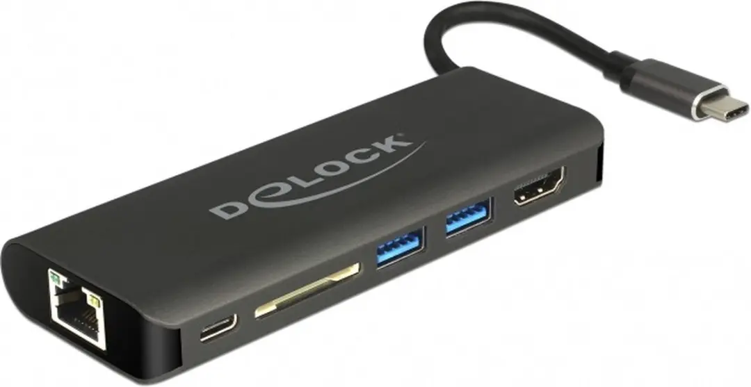 Delock USB-C naar HDMI/USB-A/RJ45/SD-adapter 4K30