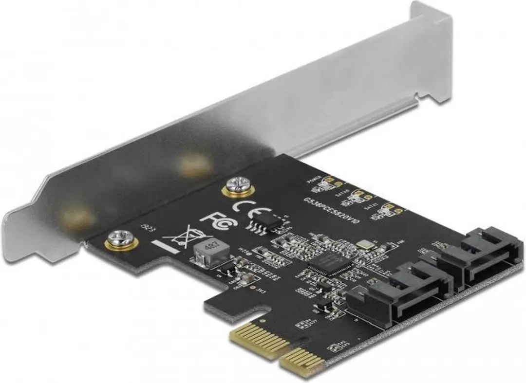 Delock 2-Port SATA PCIe Kaart - Low Profile - Zwart