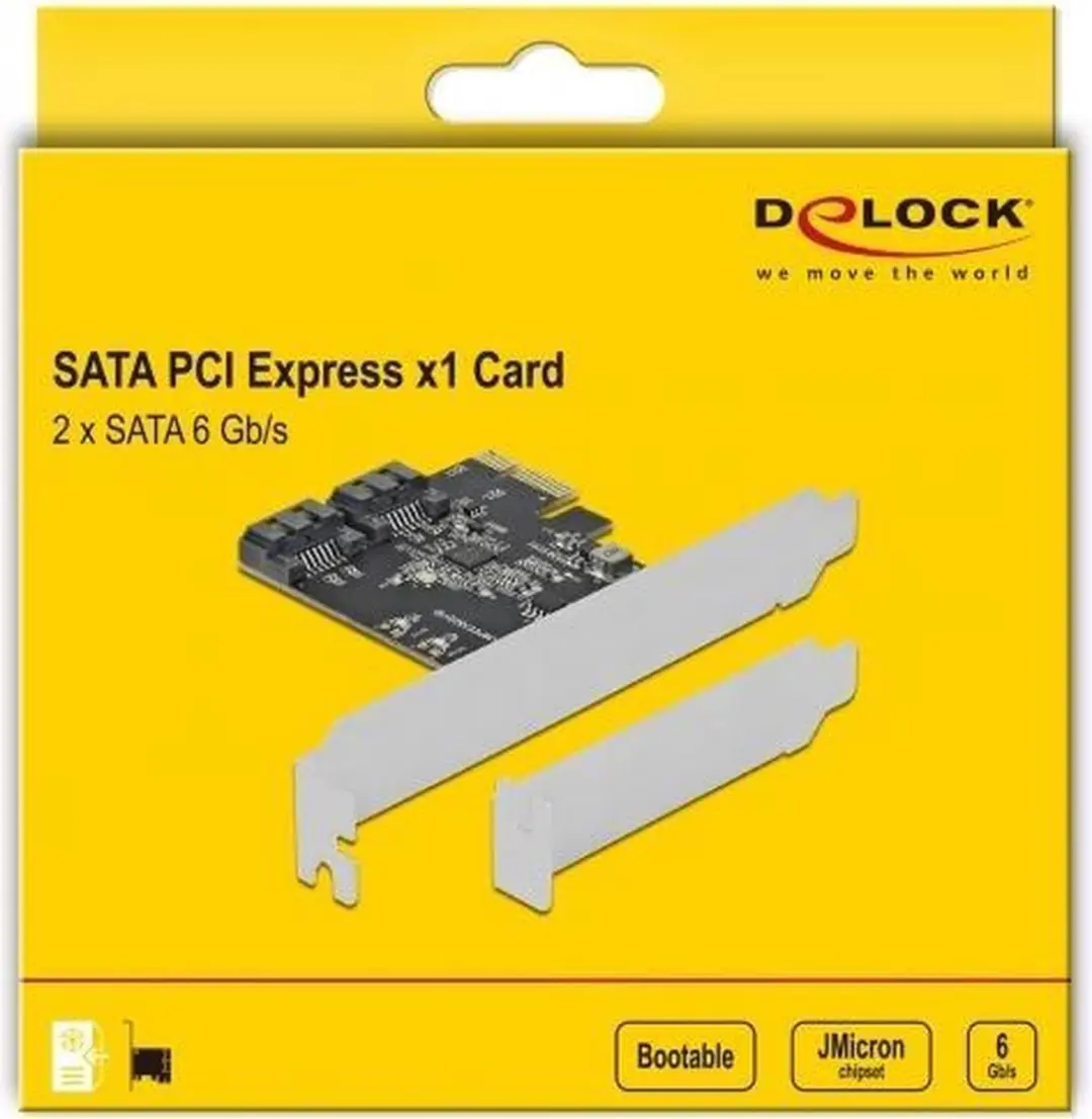 Delock 2-Port SATA PCIe Kaart - Low Profile - Zwart