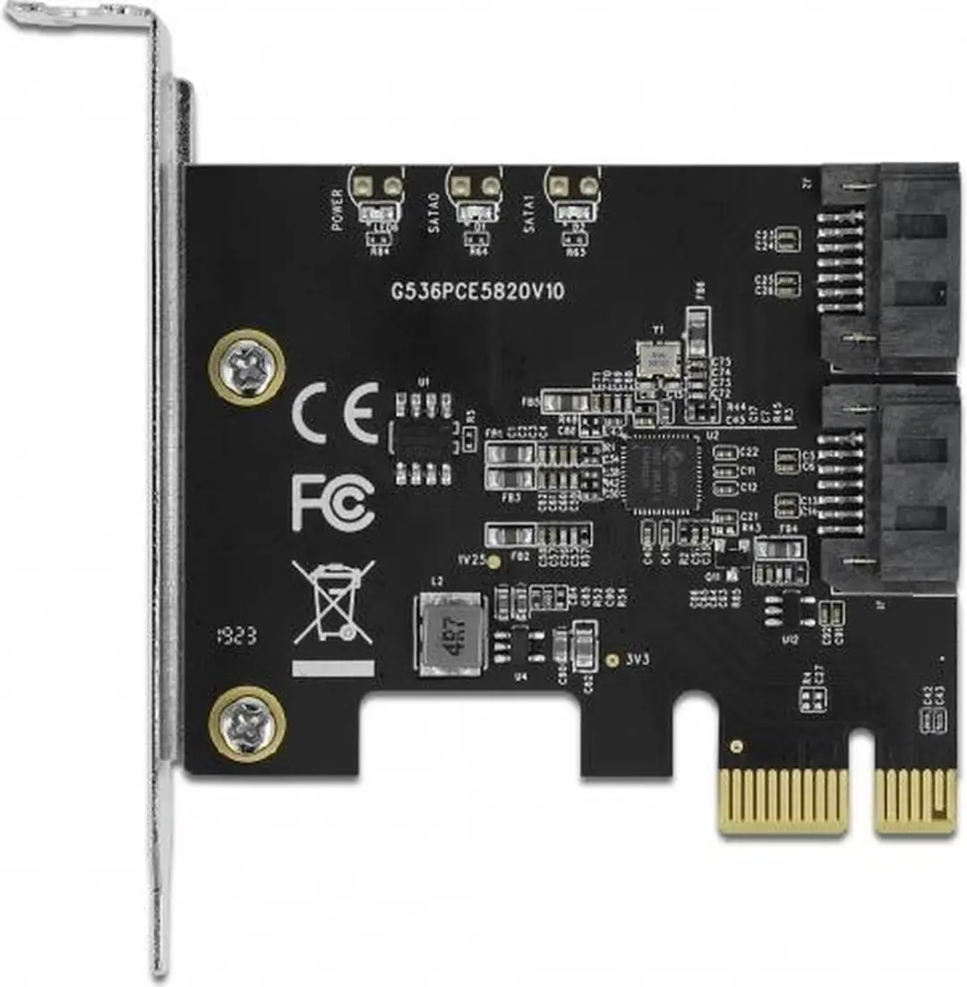 Delock 2-Port SATA PCIe Kaart - Low Profile - Zwart