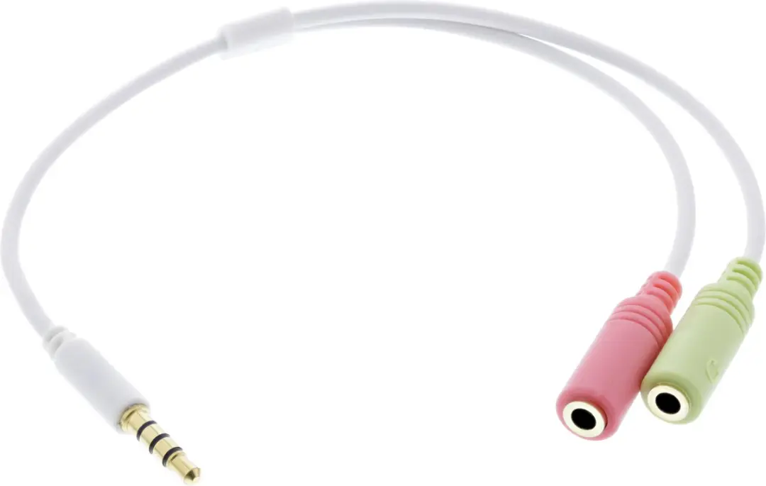 InLine 3,5mm 4-polig Adapter - 2x Headset - 0,15m - Wit