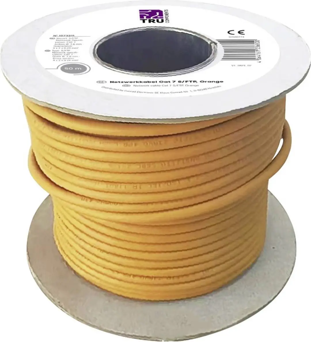 Tru Components Netwerkkabel CAT 6A S/FTP 50m - Oranje