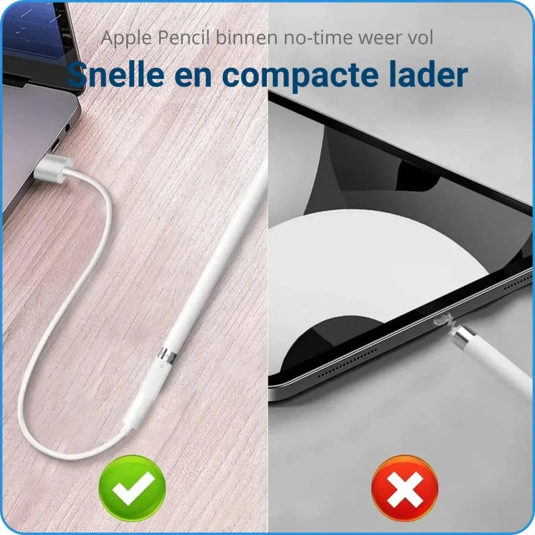 Selected Oplader Apple Pencil 1 - Lightning Adapter - Wit