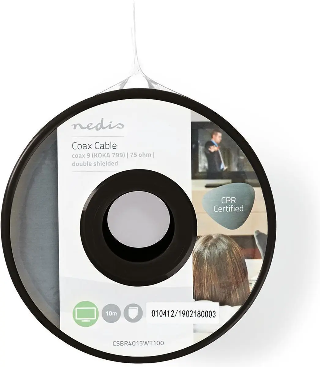 Nedis Coaxkabel RG59 25m Haspel - Wit