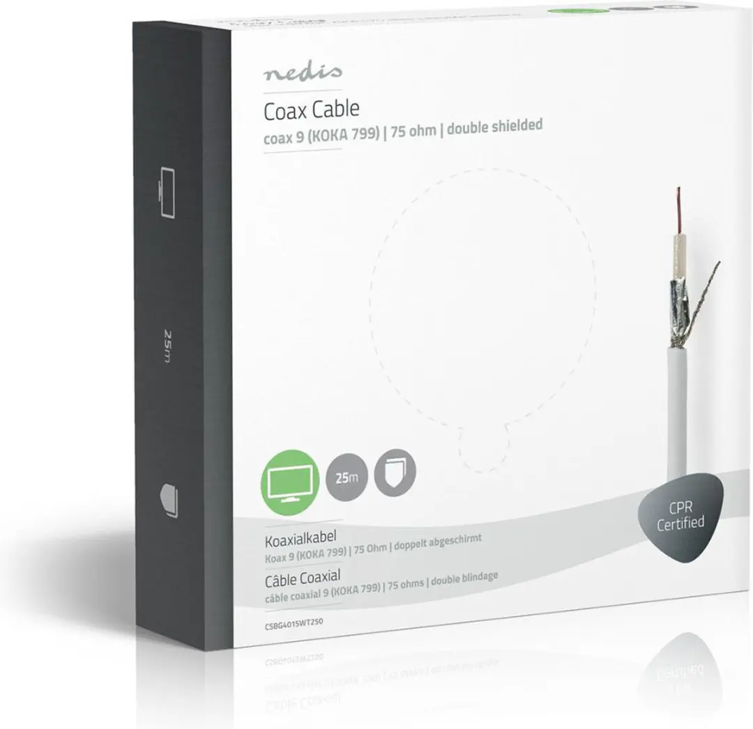 Nedis Coaxkabel RG59 25m Haspel - Wit - afbeelding 6 van 6