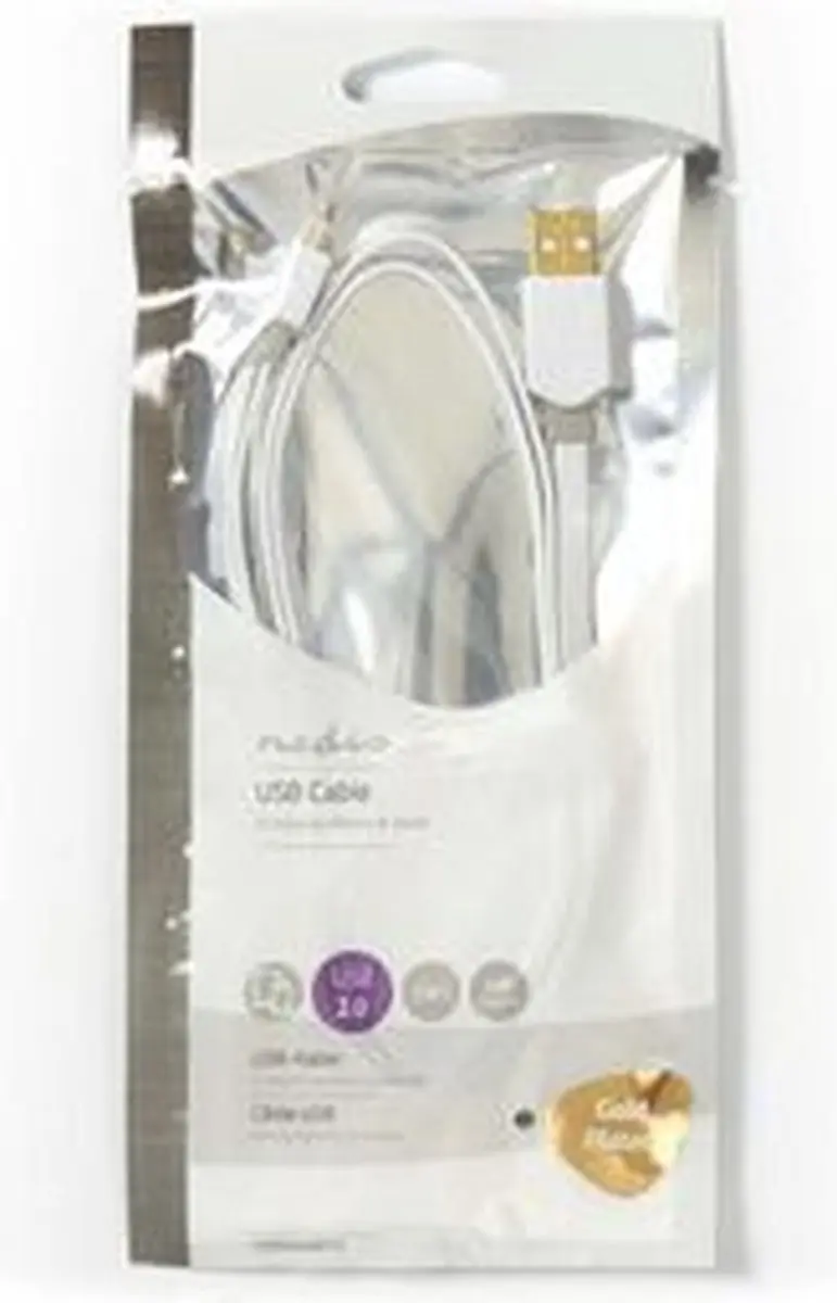 Nedis USB 2.0 A naar Micro-B Kabel 1m - Verguld - Wit