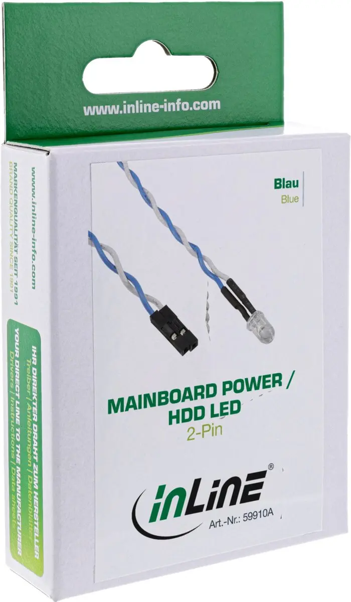 InLine HDD/Power LED Blauw 5mm - 0,8m